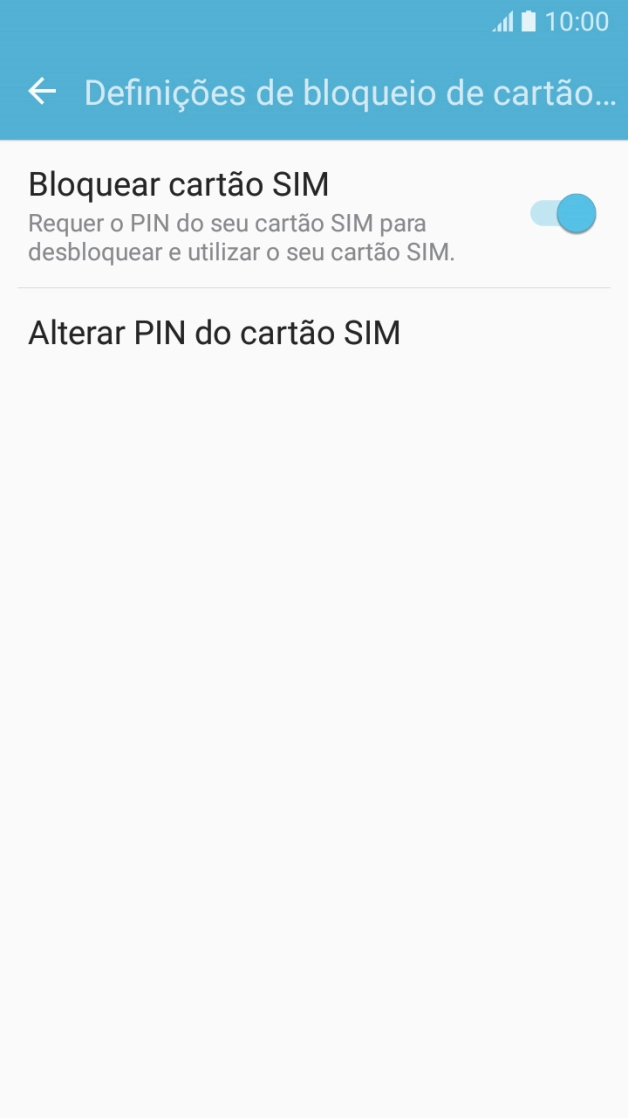 Prima Bloquear cartão SIM para ativar ou desativar a função.