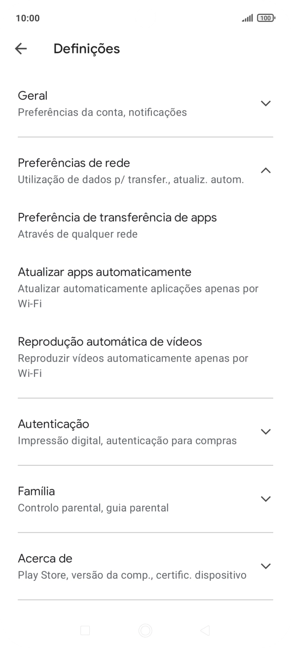 Prima Atualizar apps automaticamente.