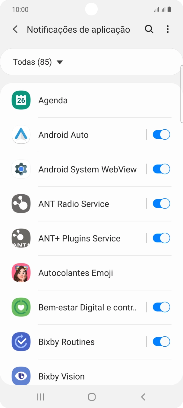 Prima o indicador junto às apps pretendidas para ativar ou desativar a função.