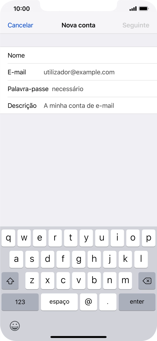 Prima E-mail e introduza o seu endereço de e-mail.