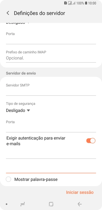 Prima Iniciar sessão.