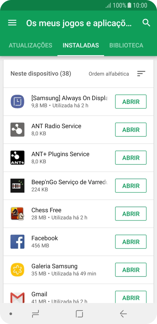 Prima a app pretendida.