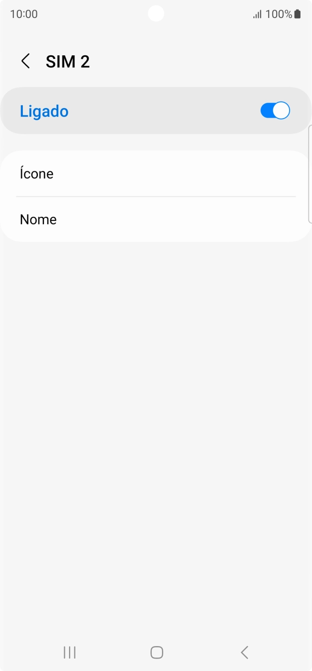 Prima o indicador para ativar ou desativar a utilização do cartão SIM.