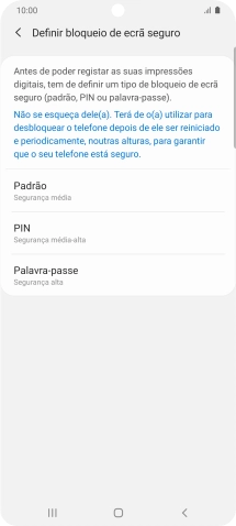 Prima o código de bloqueio do telefone pretendido e siga as indicações no ecrã para estabelecer um código de bloqueio adicional.