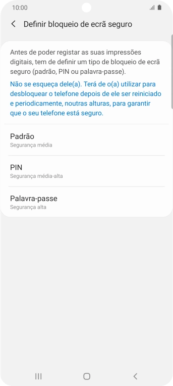 Prima o código de bloqueio do telefone pretendido e siga as indicações no ecrã para estabelecer um código de bloqueio adicional.