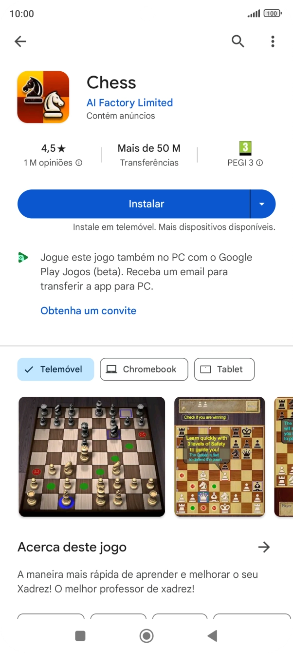 Prima Instalar e siga as indicações no ecrã para instalar a app.