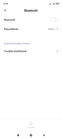 Kattints a „Bluetooth” melletti csúszkára a funkció bekapcsolásához.