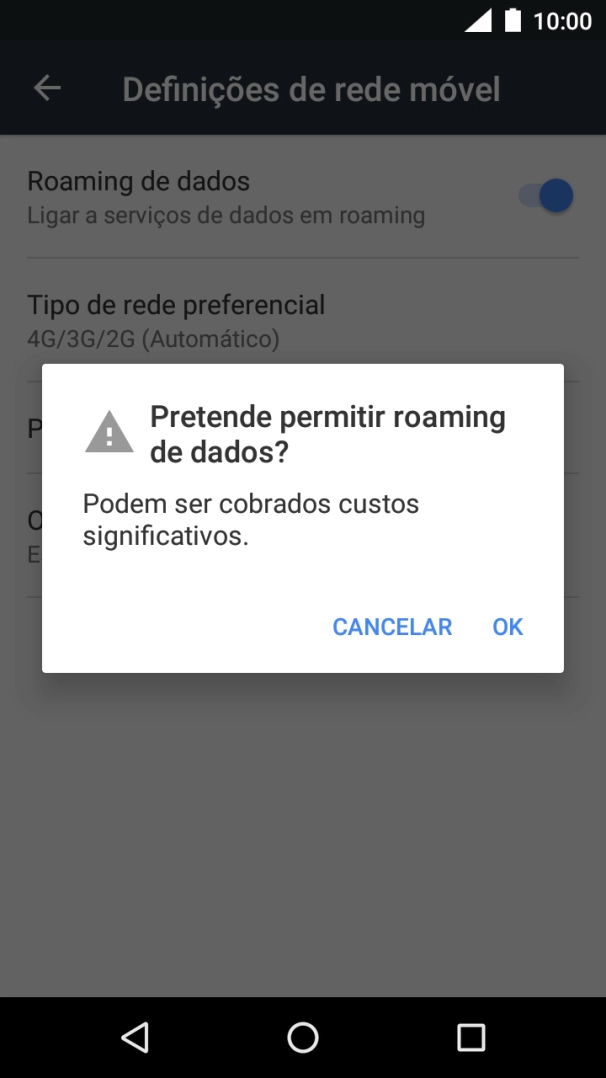 Se ativar a função, prima OK.