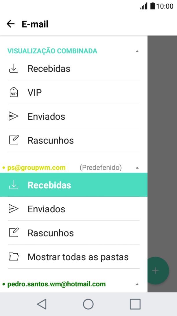 Prima a caixa de entrada por baixo da conta de e-mail pretendida.