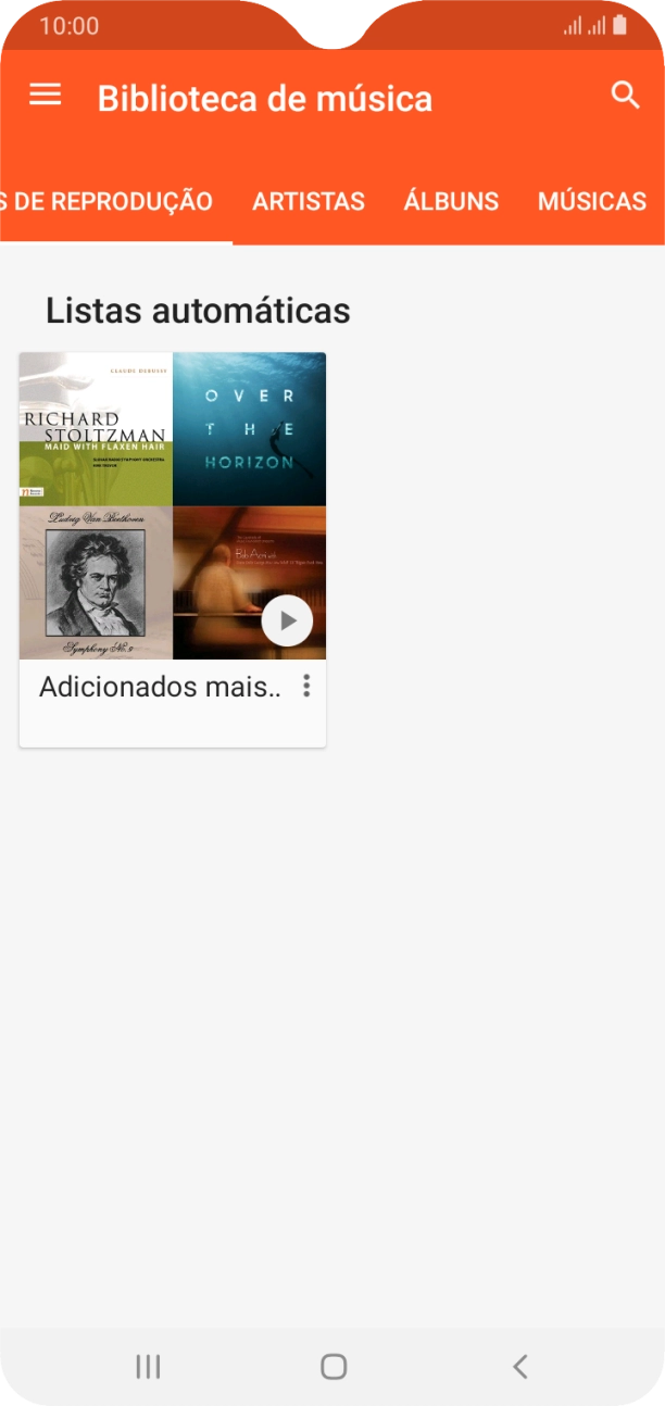 Prima a categoria pretendida e dirija-se ao ficheiro de música pretendido.