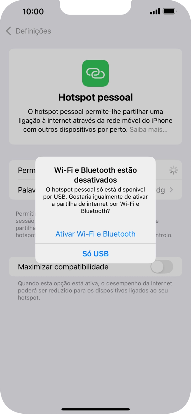 Se o Wi-Fi estiver desativado, prima Ativar Wi-Fi e Bluetooth.