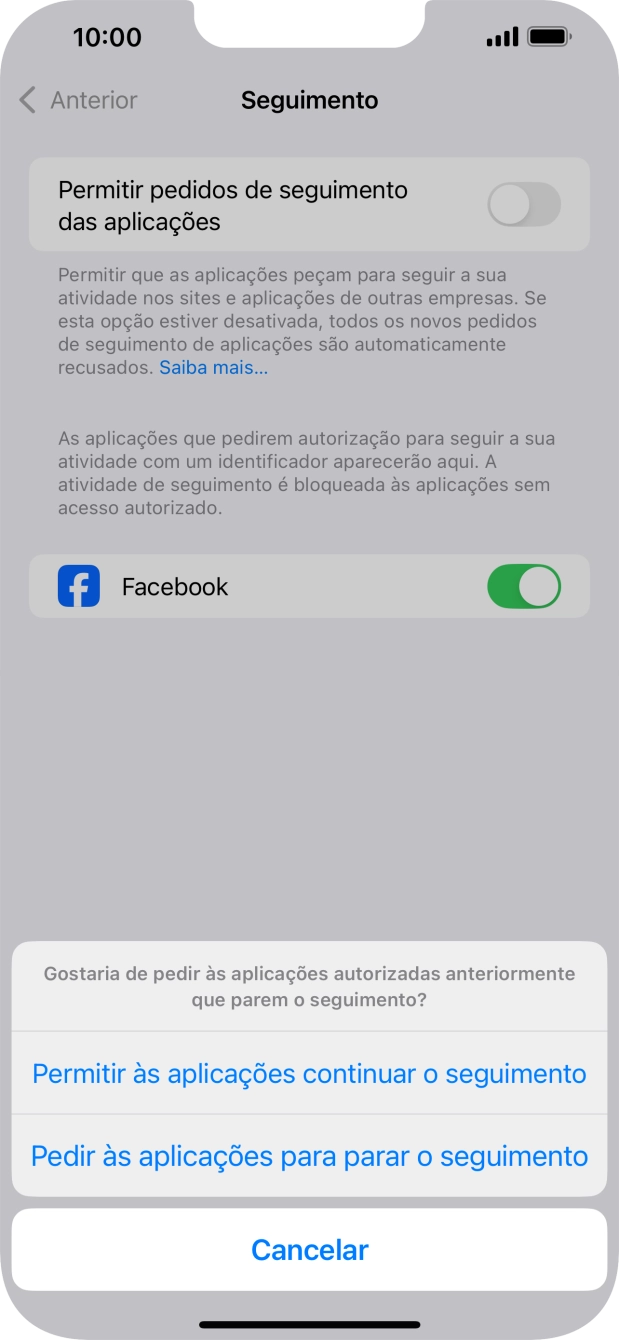 Se desativar a função, prima a definição pretendida.