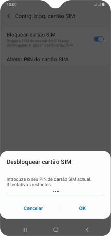 Introduza o seu código PIN e prima OK.