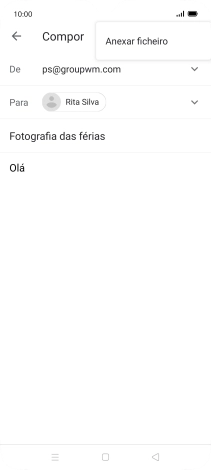 Prima Anexar ficheiro e vá até à pasta pretendida.