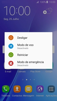 Prima Modo de voo para ativar ou desativar o modo de voo.