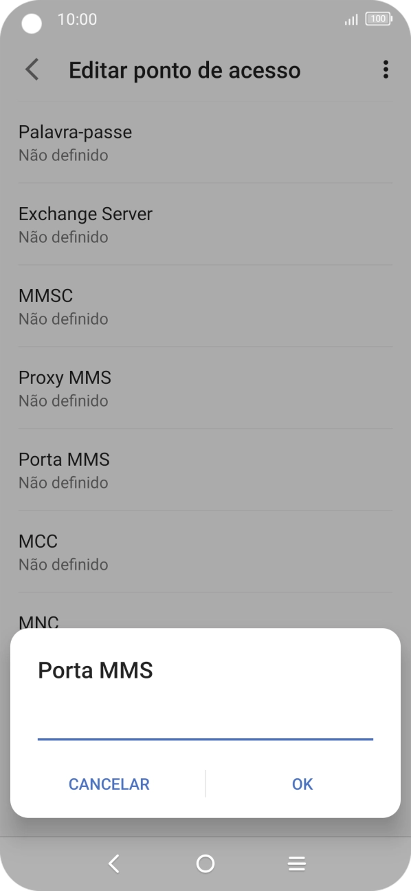 Introduza 80 e prima OK.