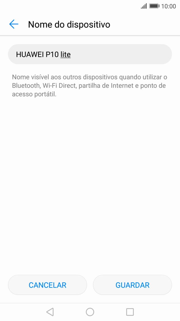 Introduza o nome pretendido do hotspot Wi-Fi e prima GUARDAR.