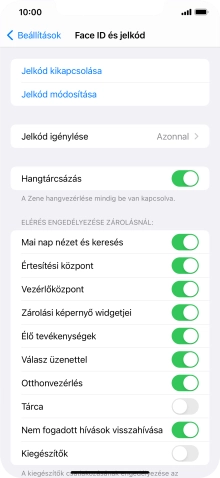 Válaszd a Jelkód kikapcsolása lehetőséget, és írd be a képernyőzárkódot.