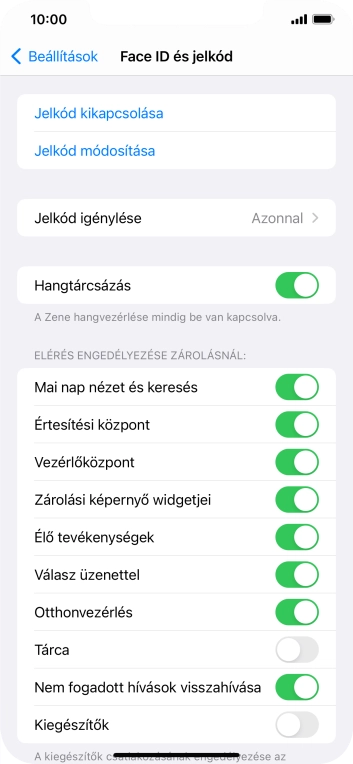 Válaszd a Jelkód kikapcsolása lehetőséget, és írd be a képernyőzárkódot.