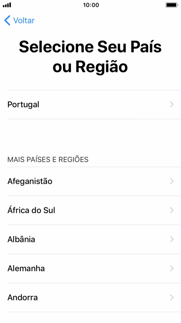 Prima a área ou país pretendido.