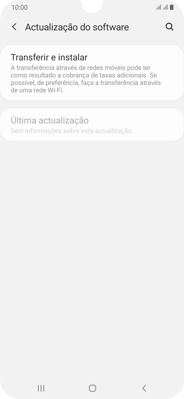 Prima Transferir e instalar. Se existir uma nova versão de software disponível, será agora indicado no ecrã. Siga as indicações no ecrã para atualizar o software do telefone.
