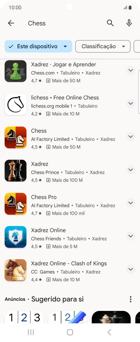 Prima a app pretendida.