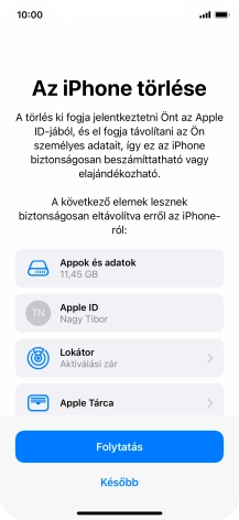 Válaszd a Folytatás lehetőséget.