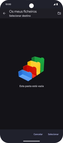 Se quiser criar uma nova pasta, prima o ícone de nova pasta e siga as indicações no ecrã para criar uma nova pasta.