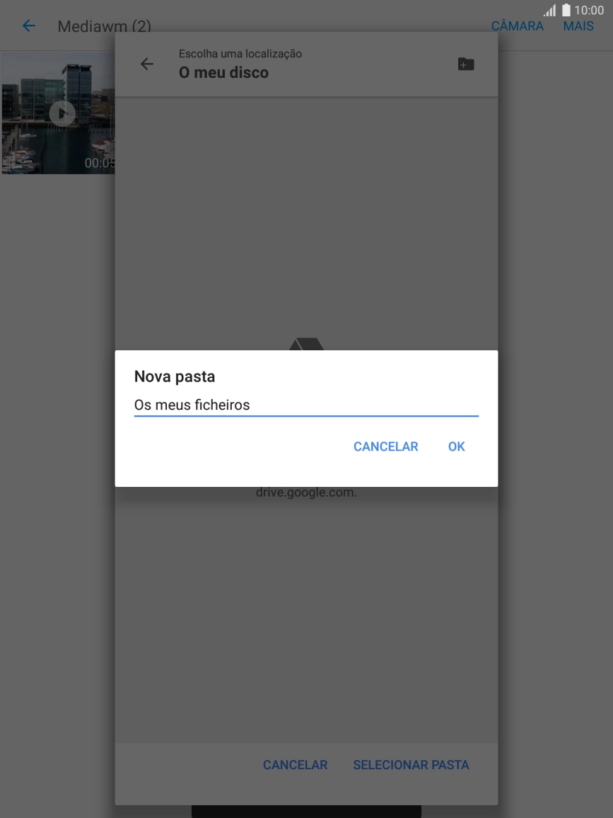 Introduza o nome pretendido para a pasta e prima OK.