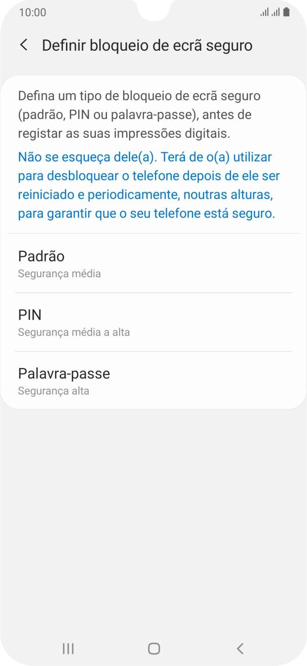 Prima o código de bloqueio do telefone pretendido e siga as indicações no ecrã para estabelecer um código de bloqueio adicional.