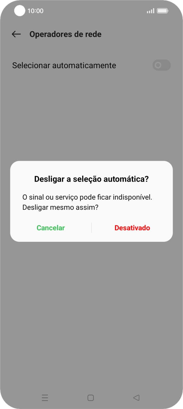Prima Desativado para desativar a função e aguarde enquanto o telefone procura as redes.