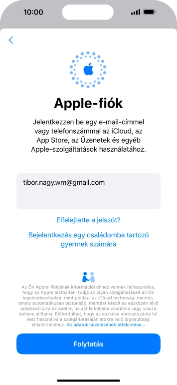 Válaszd a Folytatás lehetőséget.