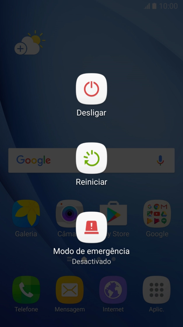 Prima o ícone para desligar.