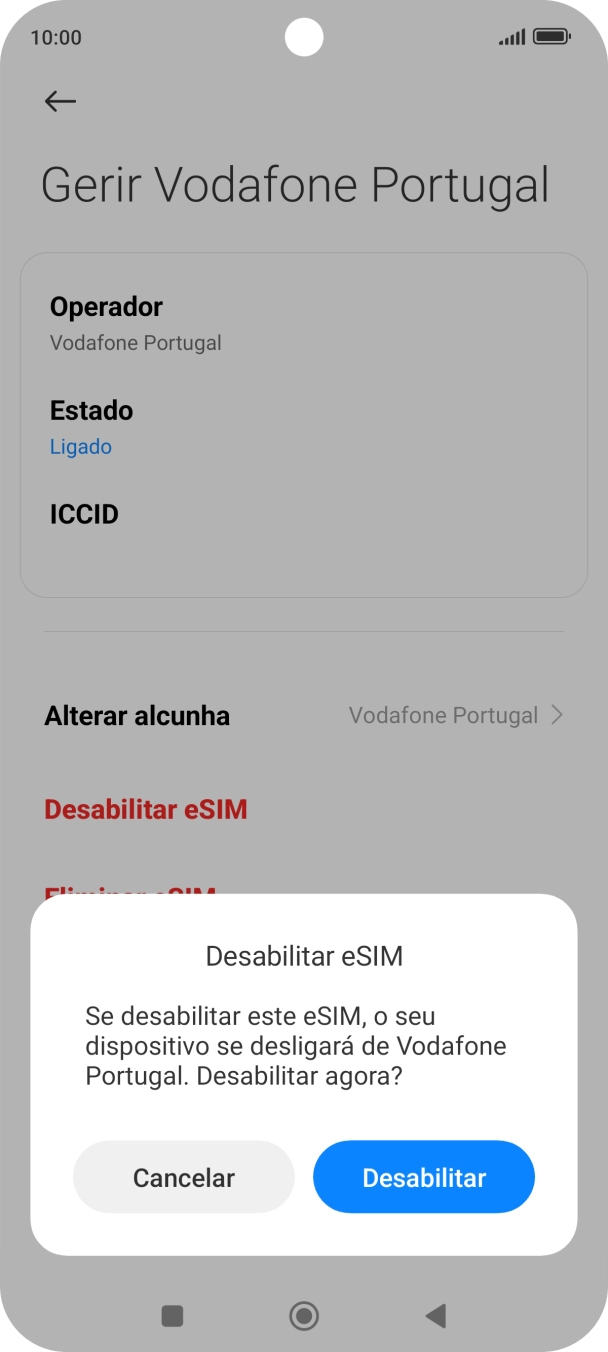 Se desativar a utilização do plano, deve premir Desabilitar.
