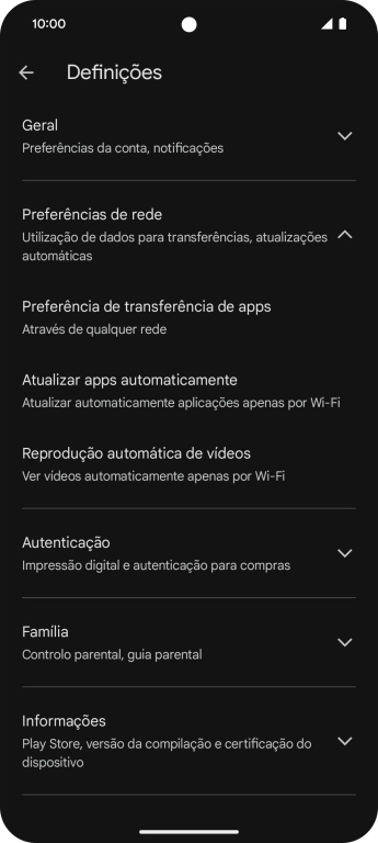 Prima Atualizar apps automaticamente.