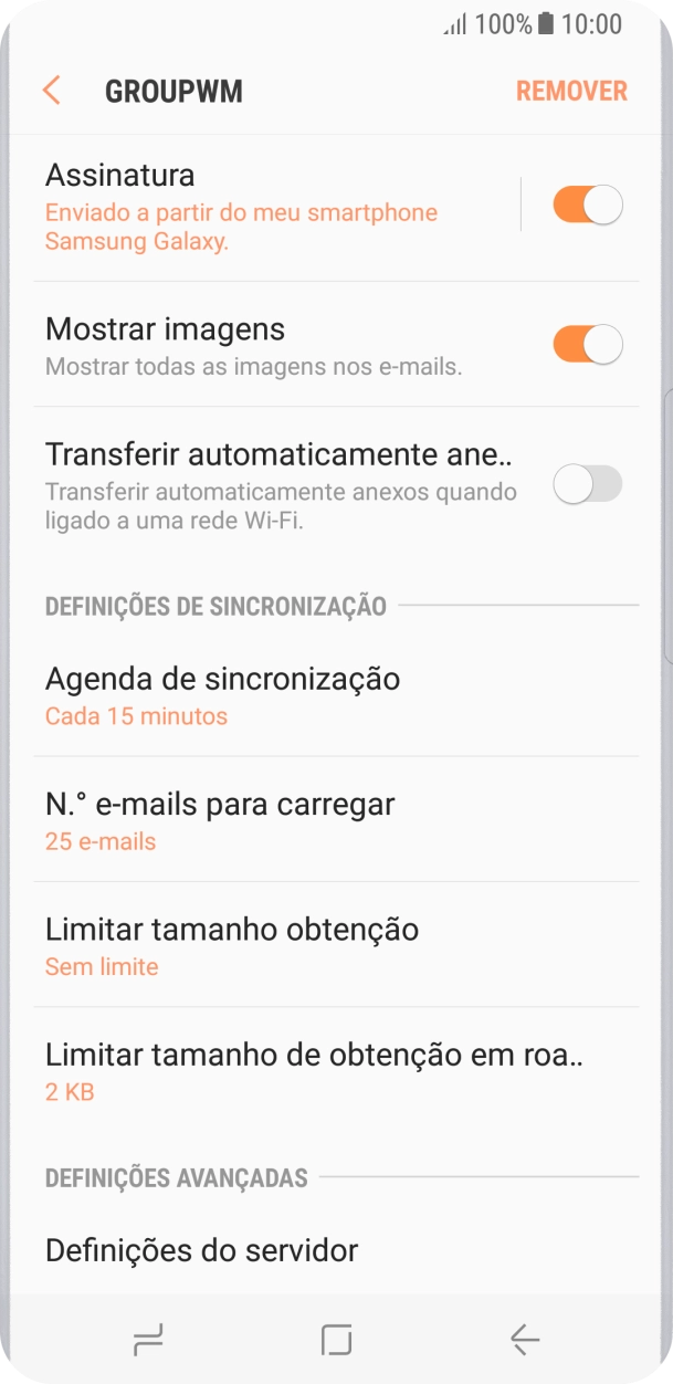 Prima Agenda de sincronização.