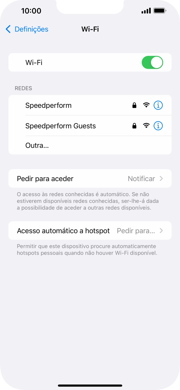 Prima a rede Wi-Fi pretendida e introduza a password da rede Wi-Fi.