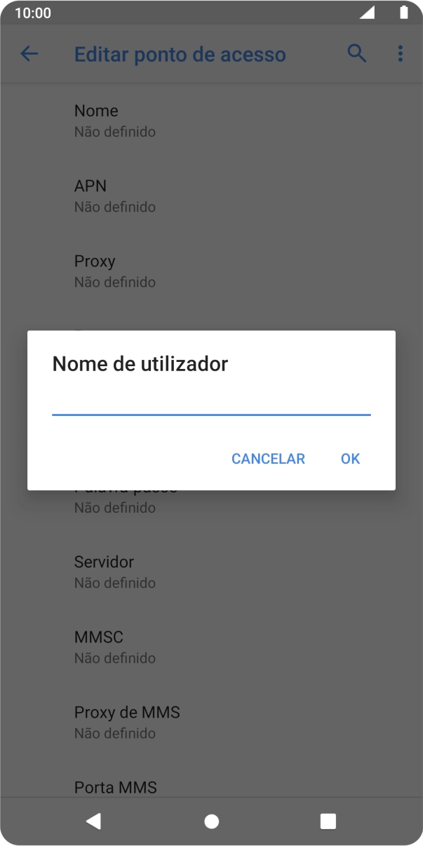 Introduza vodafone e prima OK.
