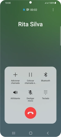 Prima o ícone para terminar a chamada.