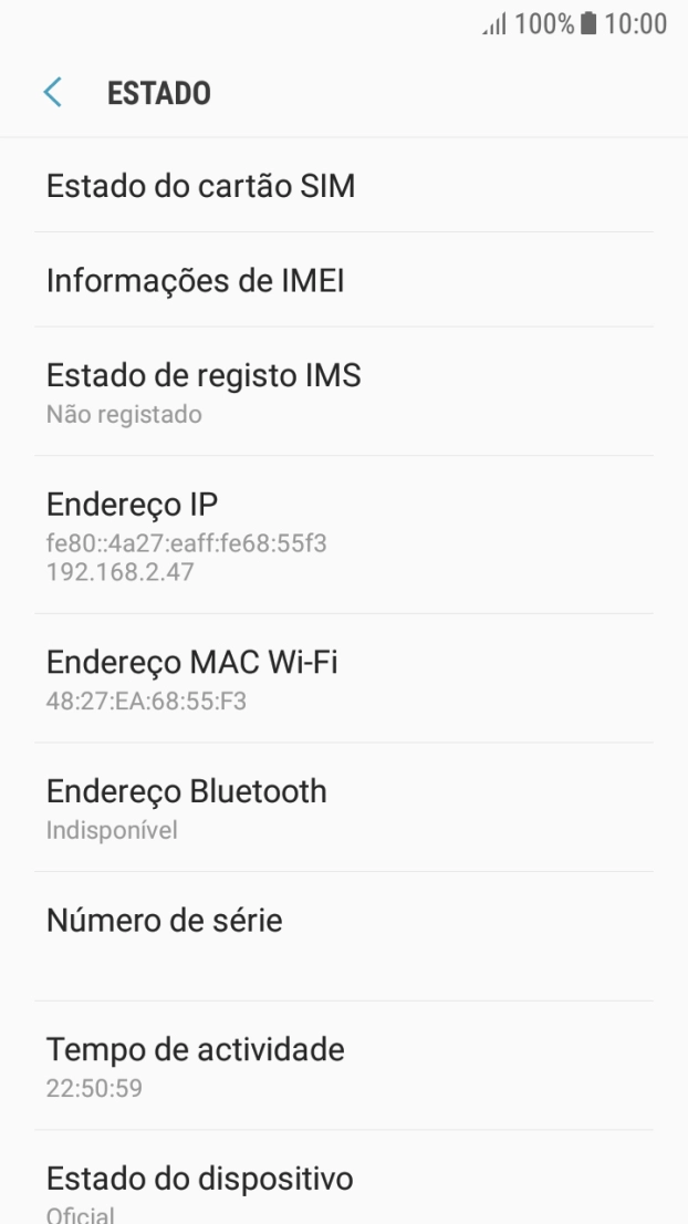 Prima  Informações de IMEI.