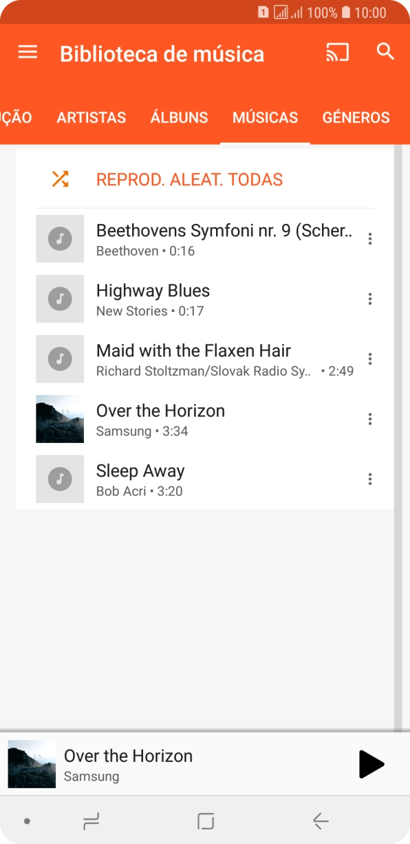 Prima o ficheiro de música pretendido.