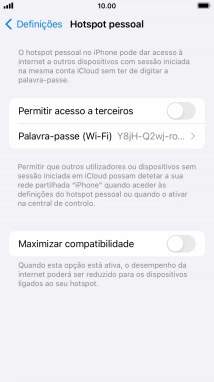 Prima Palavra-passe (Wi-Fi) e introduza a password pretendida.