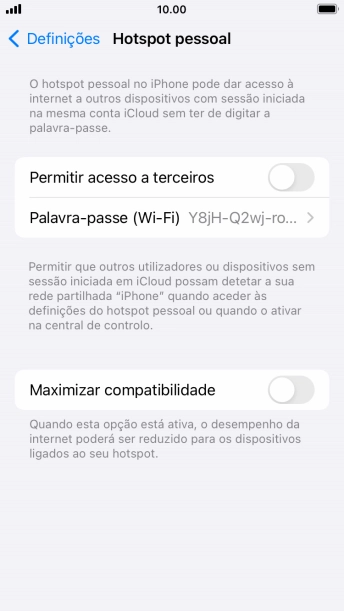 Prima Palavra-passe (Wi-Fi) e introduza a password pretendida.