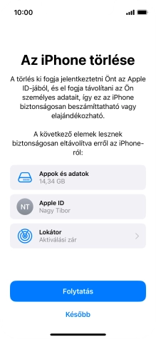 Válaszd a Folytatás lehetőséget.