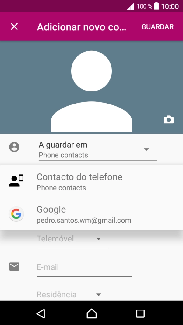Prima Contacto do telefone.