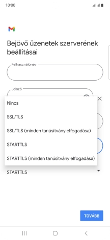 Válaszd az SSL/TLS lehetőséget.