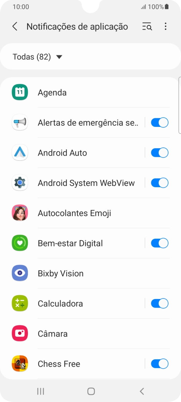 Prima o indicador junto às apps pretendidas para ativar ou desativar a função.