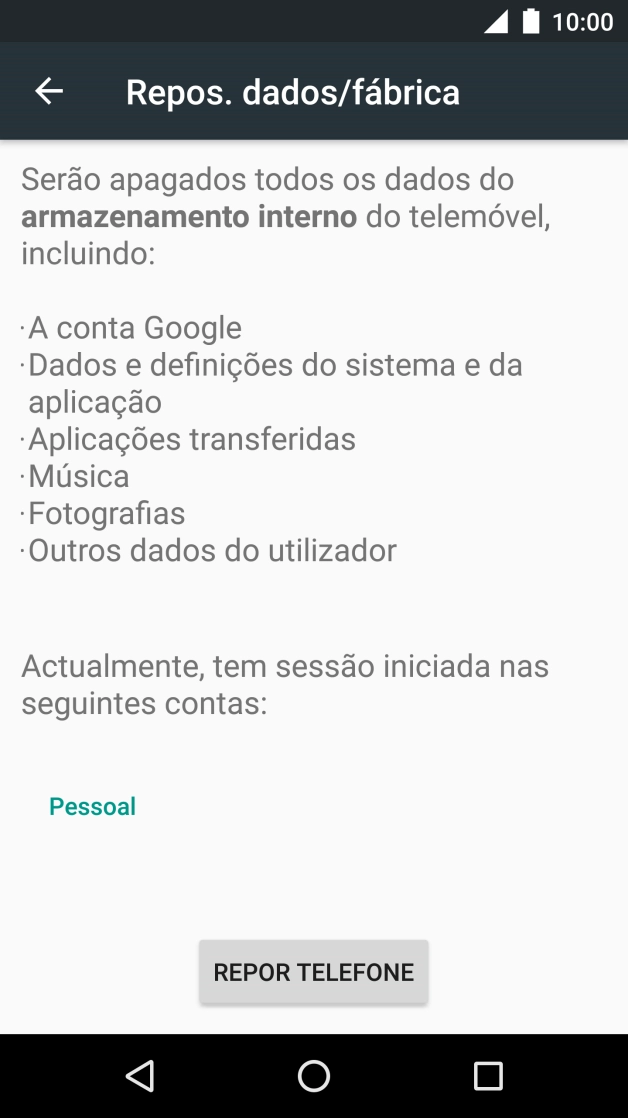 Prima REPOR TELEFONE.