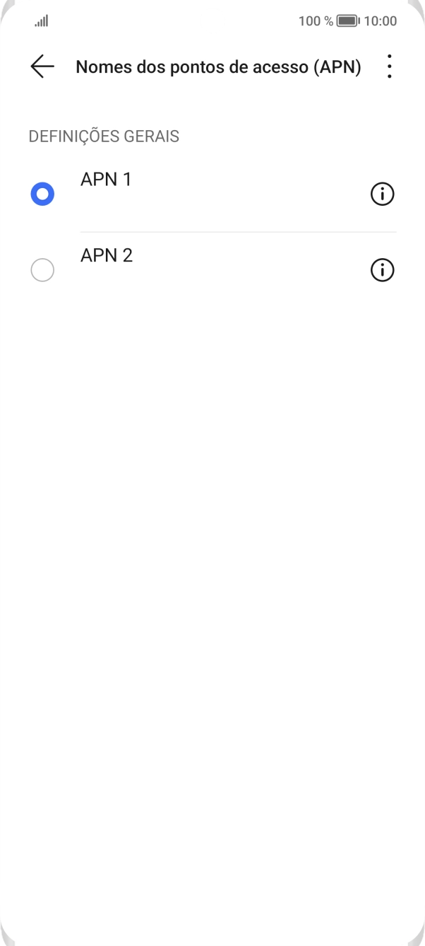 Prima o campo junto à ligação de dados pretendida para a ativar.