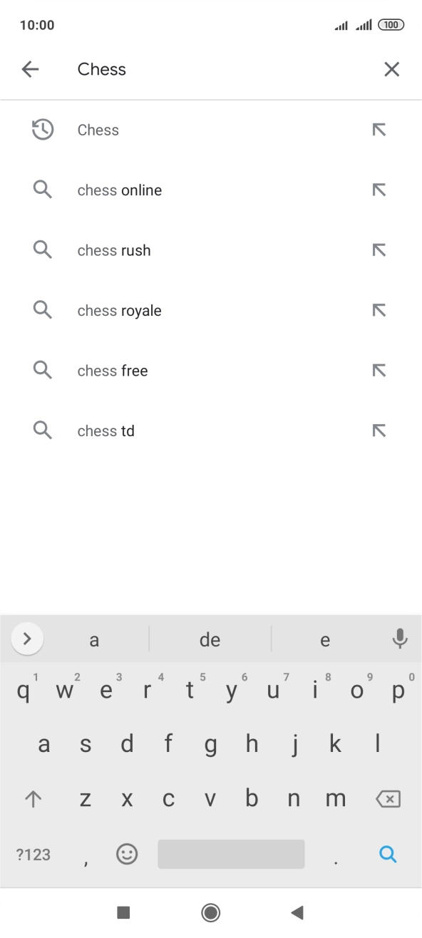 Introduza o nome ou categoria da app pretendida e prima o ícone para pesquisar.
